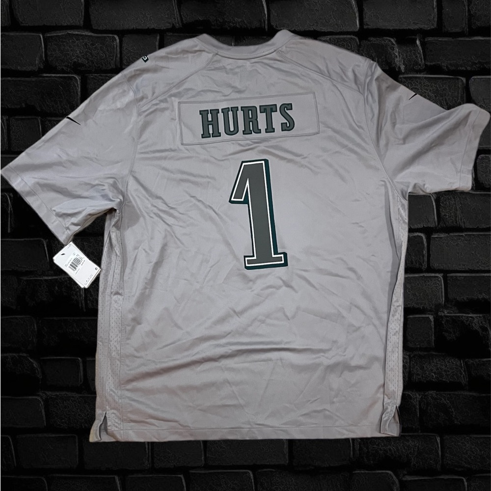 Philadelphia Eagles Jalen Hurts #1 Nike Gray Super Bowl LVII Patch Game Jerseys